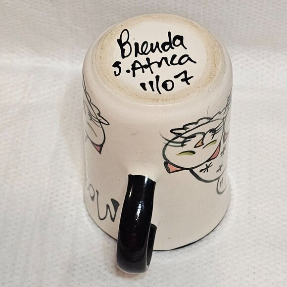 Hand Painted Cat Mug "Moggy about Cats" Signed by Artist 2007 Stained Inside - Picture 9 of 10